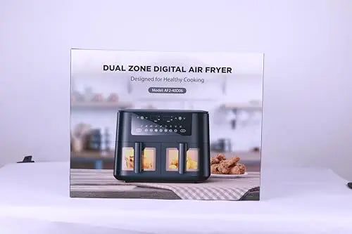 9L Dual Air Fryer with Visual Window, XL Capacity, 2 Drawers, 9-In-1 Cooking Presets, Touch Screen, Smart Finish, Timer Function, Dishwasher-Safe, Healthy Oil Free & Low Fat Cooking reviewed and rated by Make Life Easier Technologies