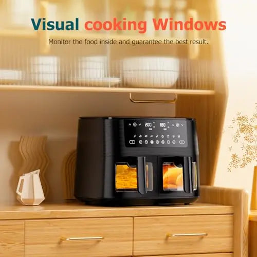 9L Dual Air Fryer with Visual Window, XL Capacity, 2 Drawers, 9-In-1 Cooking Presets, Touch Screen, Smart Finish, Timer Function, Dishwasher-Safe, Healthy Oil Free & Low Fat Cooking reviewed and rated by Make Life Easier Technologies
