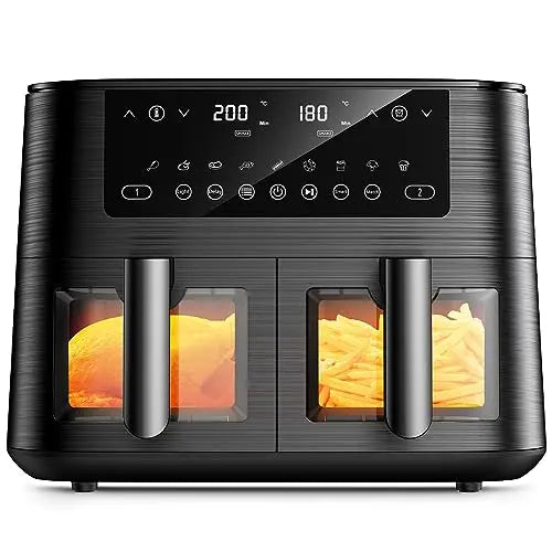 9L Dual Air Fryer with Visual Window, XL Capacity, 2 Drawers, 9-In-1 Cooking Presets, Touch Screen, Smart Finish, Timer Function, Dishwasher-Safe, Healthy Oil Free & Low Fat Cooking reviewed and rated by Make Life Easier Technologies