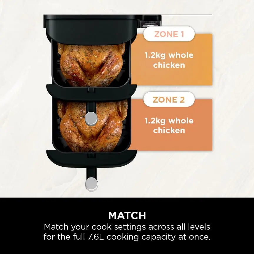 Ninja Double Stack Air Fryer, Vertical Dual Drawer Air Fryer with 4 cooking levels, 2 Drawers and 2 Racks, Space Saving Design, 7.6L Capacity, 6 Cooking Functions, 6 Portions, Black SL300UK reviewed and rated by Make Life Easier Technologies