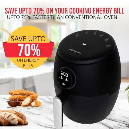 Belaco Air Fryer, 2L Digital Display, Rapid Air Circulation, Air Fryers, 60 Min Timer, Adjustable Temperature, Dishwasher Safe Basket BEL-AF-02 reviewed and rated by Make Life Easier Technologies