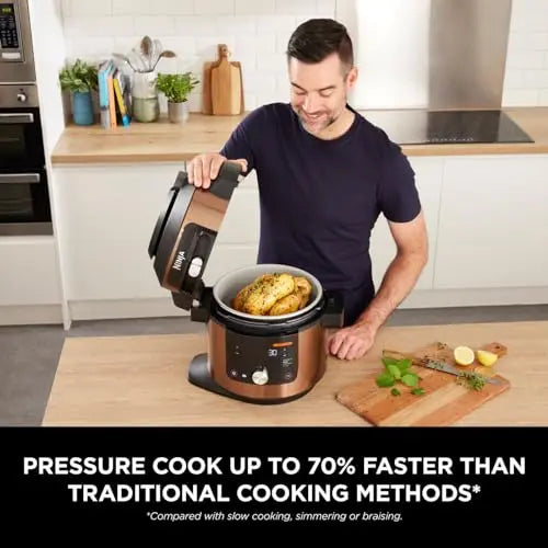 Ninja Foodi MAX 14-in-1 SmartLid Multi Cooker, 7.5L Electric Pressure Cooker & Air Fryer, Combi-Steam, Slow Cook, Bake, Grill, Copper/Black Amazon Exclusive OL650UKCP reviewed and rated by Make Life Easier Technologies