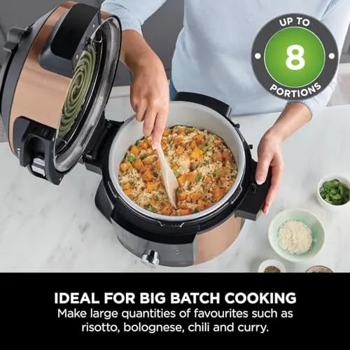 Ninja Foodi MAX 14-in-1 SmartLid Multi Cooker, 7.5L Electric Pressure Cooker & Air Fryer, Combi-Steam, Slow Cook, Bake, Grill, Copper/Black Amazon Exclusive OL650UKCP reviewed and rated by Make Life Easier Technologies