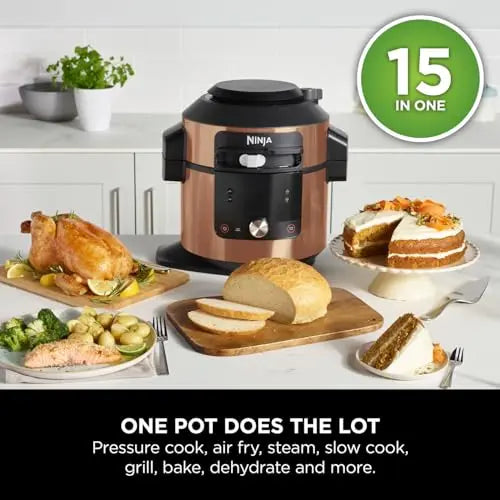 Ninja Foodi MAX 14-in-1 SmartLid Multi Cooker, 7.5L Electric Pressure Cooker & Air Fryer, Combi-Steam, Slow Cook, Bake, Grill, Copper/Black Amazon Exclusive OL650UKCP reviewed and rated by Make Life Easier Technologies