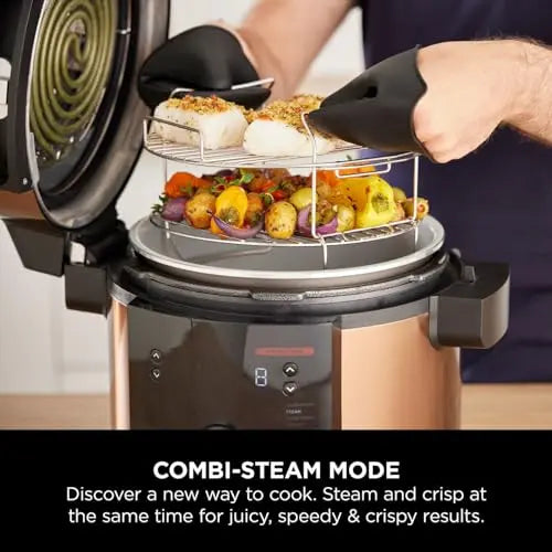 Ninja Foodi MAX 14-in-1 SmartLid Multi Cooker, 7.5L Electric Pressure Cooker & Air Fryer, Combi-Steam, Slow Cook, Bake, Grill, Copper/Black Amazon Exclusive OL650UKCP reviewed and rated by Make Life Easier Technologies