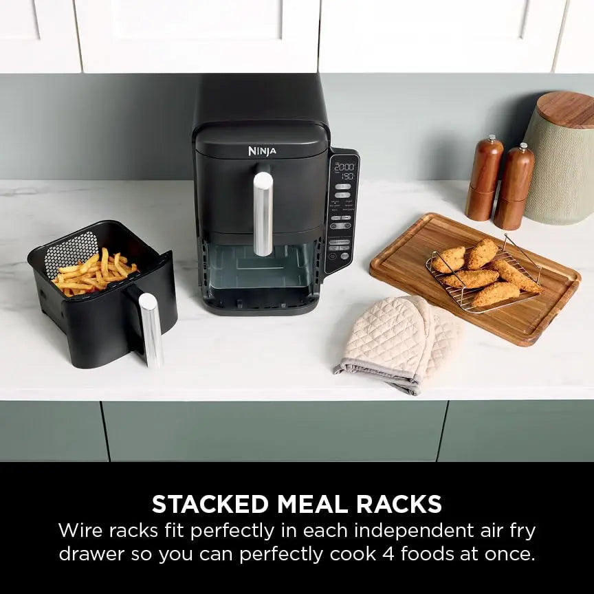 Ninja Double Stack Air Fryer, Vertical Dual Drawer Air Fryer with 4 cooking levels, 2 Drawers and 2 Racks, Space Saving Design, 7.6L Capacity, 6 Cooking Functions, 6 Portions, Black SL300UK reviewed and rated by Make Life Easier Technologies
