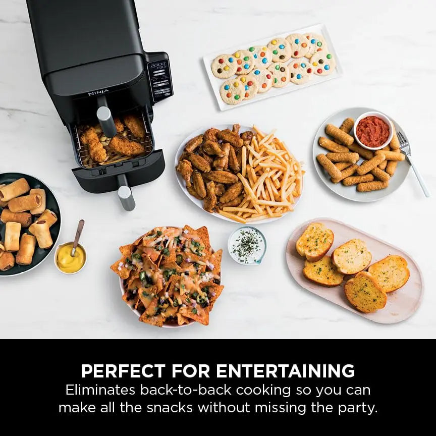 Ninja Double Stack Air Fryer, Vertical Dual Drawer Air Fryer with 4 cooking levels, 2 Drawers and 2 Racks, Space Saving Design, 7.6L Capacity, 6 Cooking Functions, 6 Portions, Black SL300UK reviewed and rated by Make Life Easier Technologies