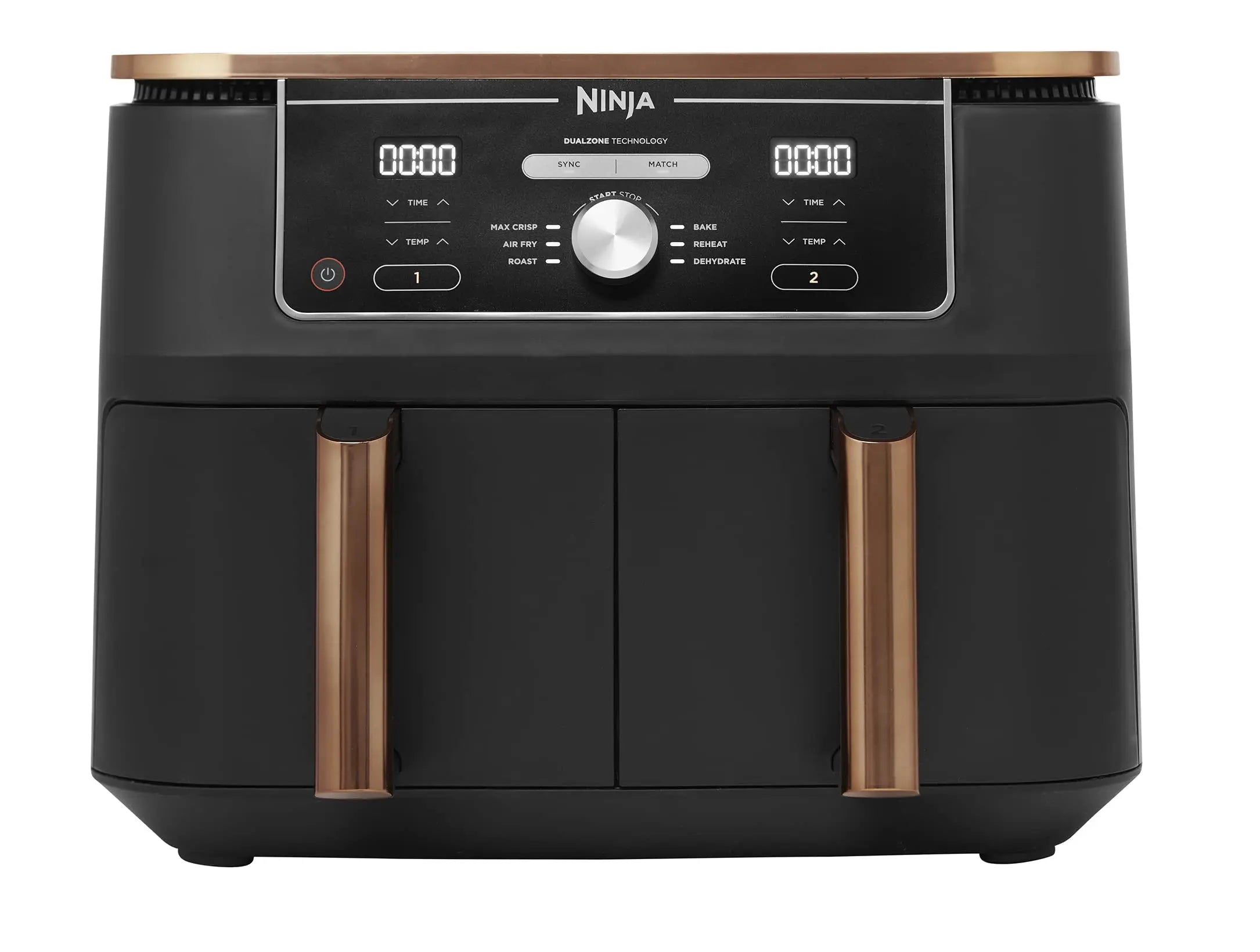 Ninja Foodi MAX Dual Zone Air Fryer, Amazon Exclusive, Tongs, 2 Drawers, 9.5L, 6-in-1, Use No Oil, Air Fry, Max Crisp, Roast, Bake, 8 Portions, Nonstick Dishwasher Safe Baskets, Copper/Black AF400UKCP reviewed and rated by Make Life Easier Technologies