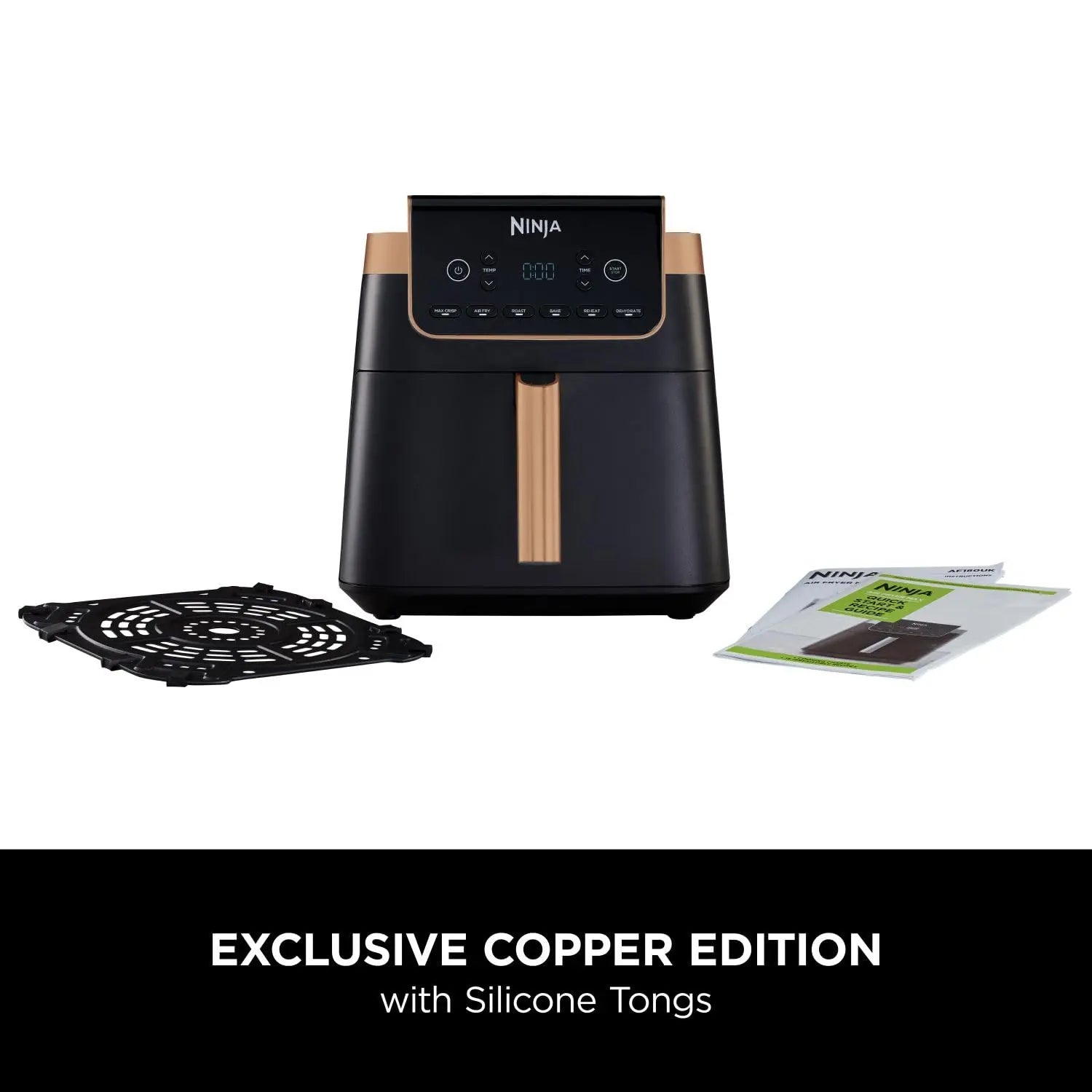 Ninja Air Fryer MAX PRO, 6.2L, Uses No Oil, Large Square Single Drawer, Roast, Bake, Air Fry, Family Size, Non-Stick, Dishwasher Safe Basket & Crisper Plate, Silicone Tongs, Black & Copper, AF180UKCP reviewed and rated by Make Life Easier Technologies