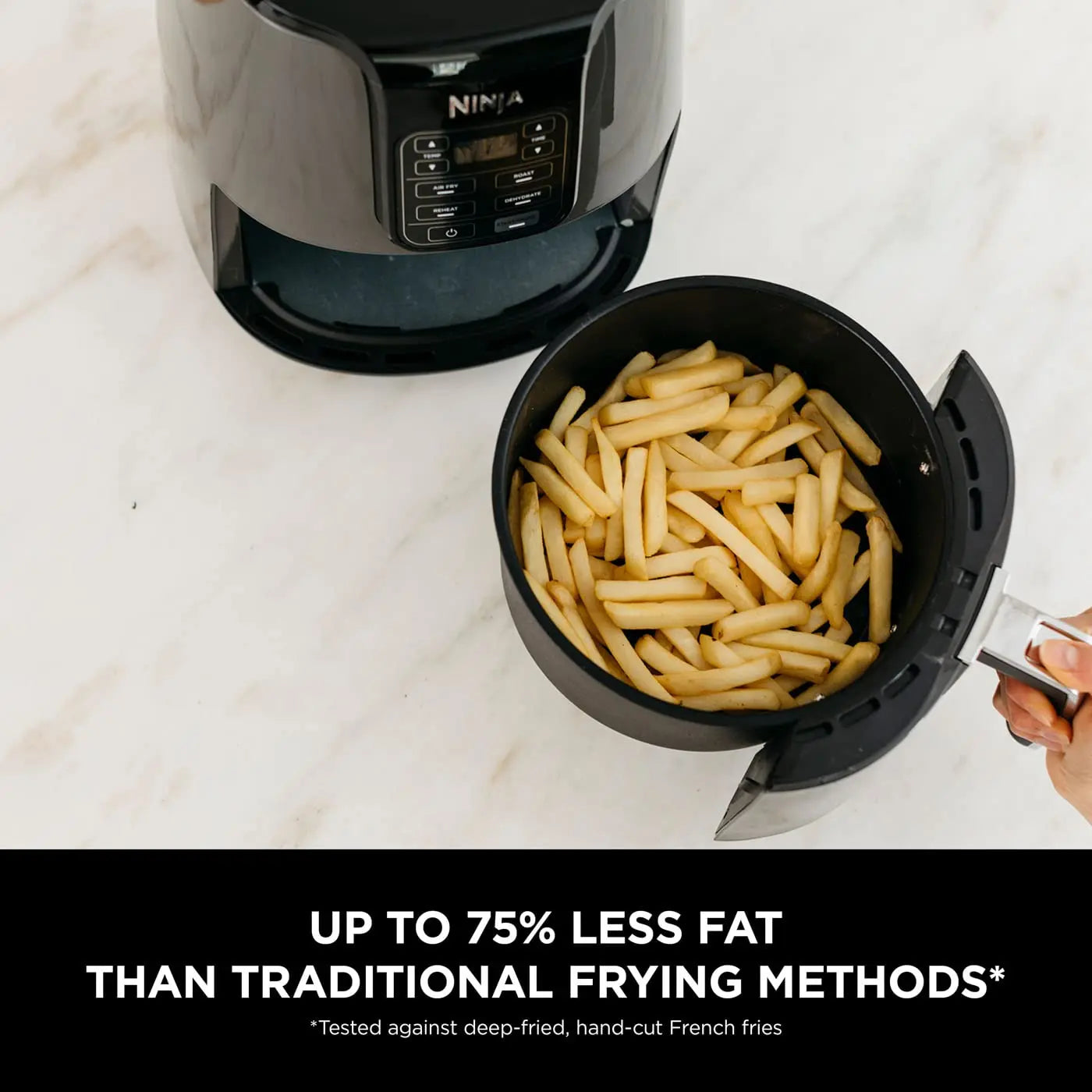 Ninja Air Fryer, 3.8L, 4-in-1, Uses No Oil, Air Fry, Roast, Reheat, Dehydrate, Non-Stick, Dishwasher Safe Basket, Cooks 2-4 Portions, Digital, Grey & Black, AF100UK reviewed and rated by Make Life Easier Technologies