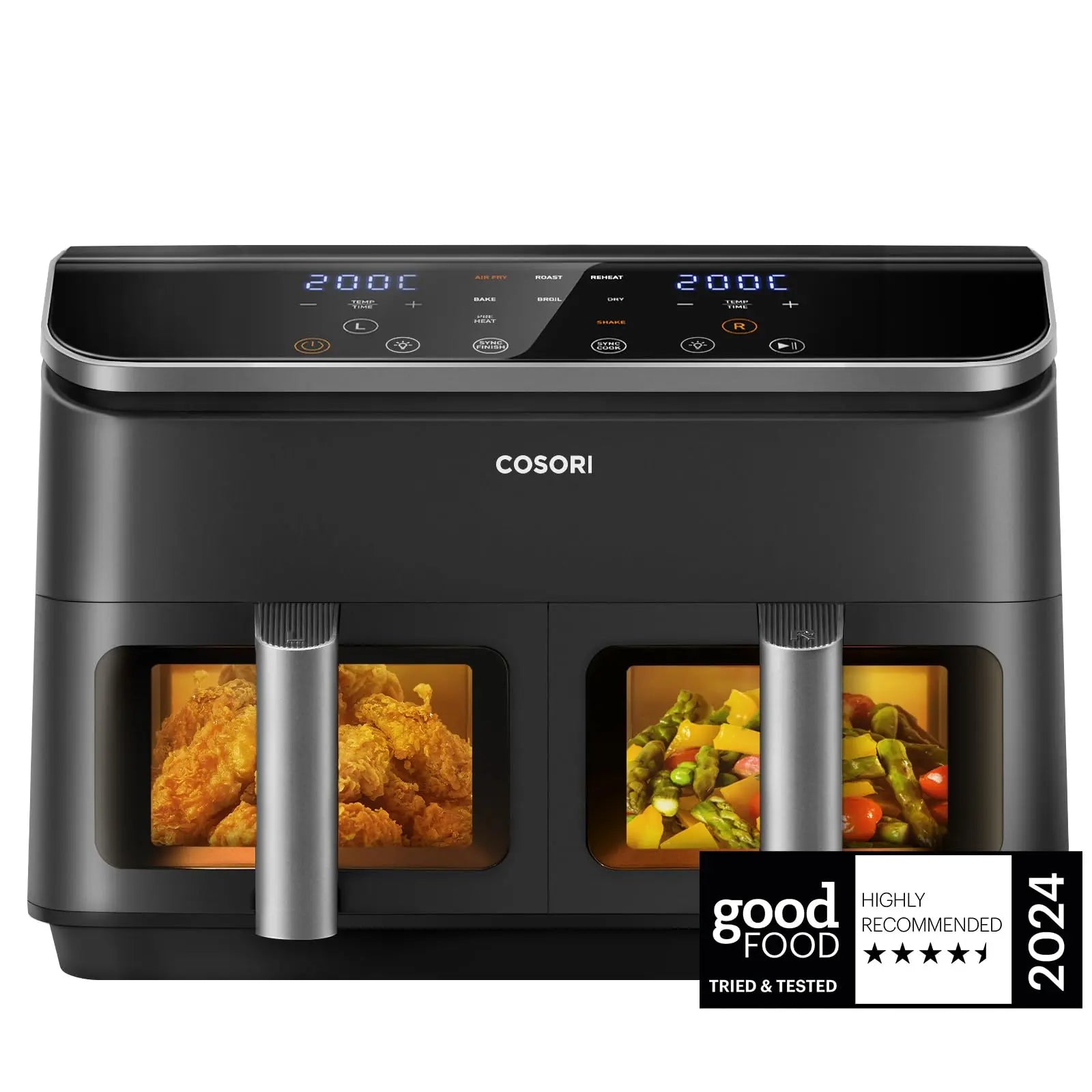 COSORI Dual Air Fryer, 8.5L Family Capacity, 8-In-1, Sync Cook & Finish, 2 Non-Stick Drawers with Visible Window, 2 Accessories, Energy Saving, 50+ Online Recipes, Dishwasher Safe, 35โ to 230โย reviewed and rated byย Make Life Easier Technologies