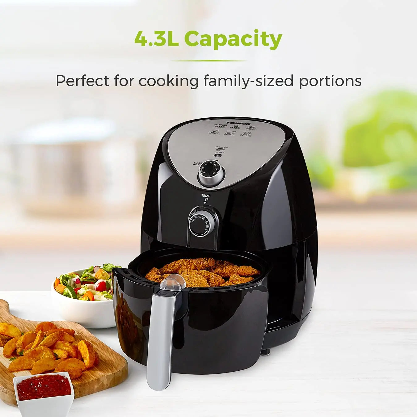 Tower T17021 Family Size Air Fryer with Rapid Air Circulation, 60-Minute Timer, 4.3L, 1500W, Black reviewed and rated by Make Life Easier Technologies