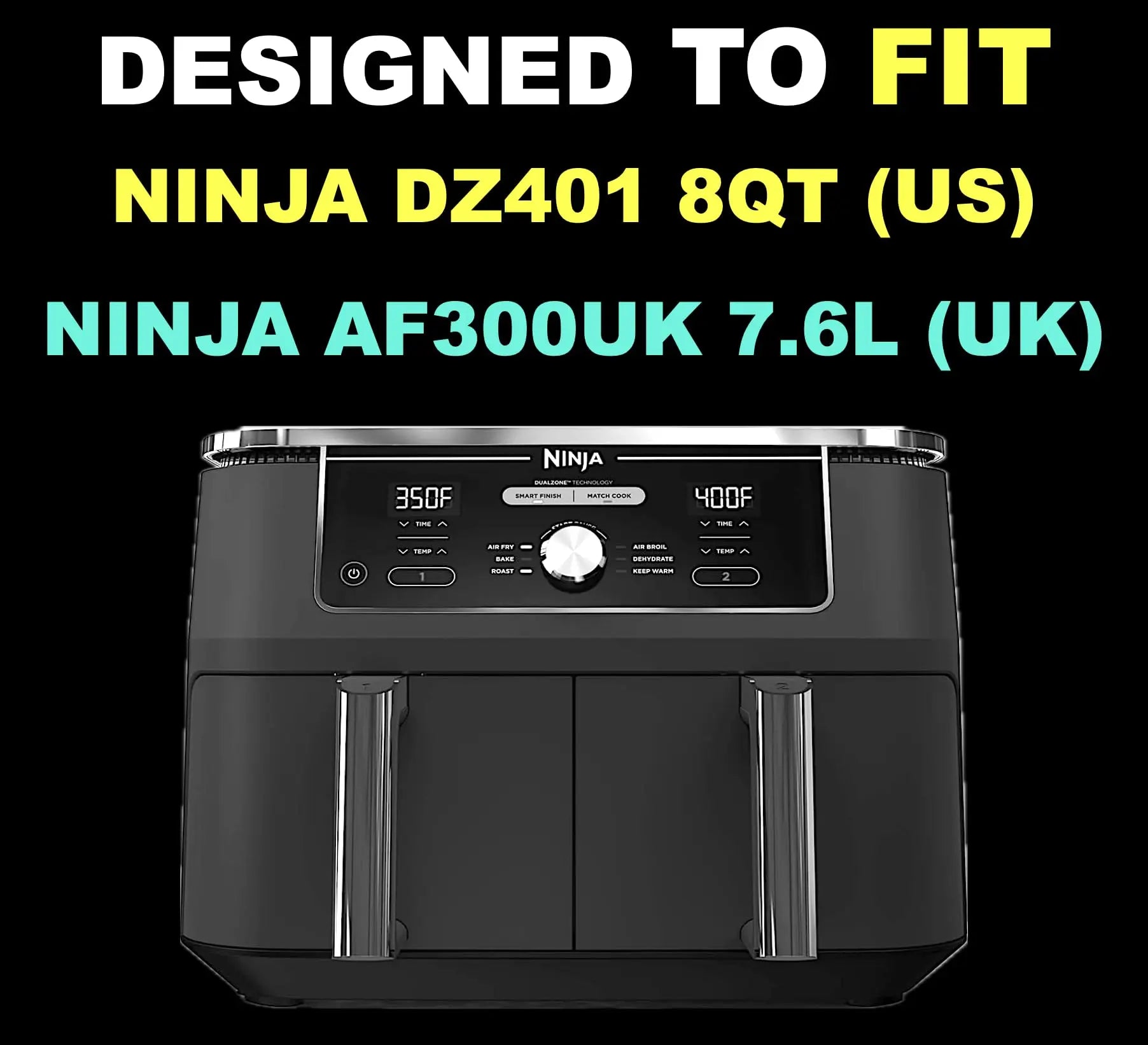 Ninja AF300UK Premium Silicone Liners | 2.5mm Thickness & Convex Base | Reusable Silicone Liners for Ninja Foodi Dual Zone AF300UK 7.6L | AF300UK Silicone Liners | Ninja Air Fryer Accessories 2PCS reviewed and rated by Make Life Easier Technologies