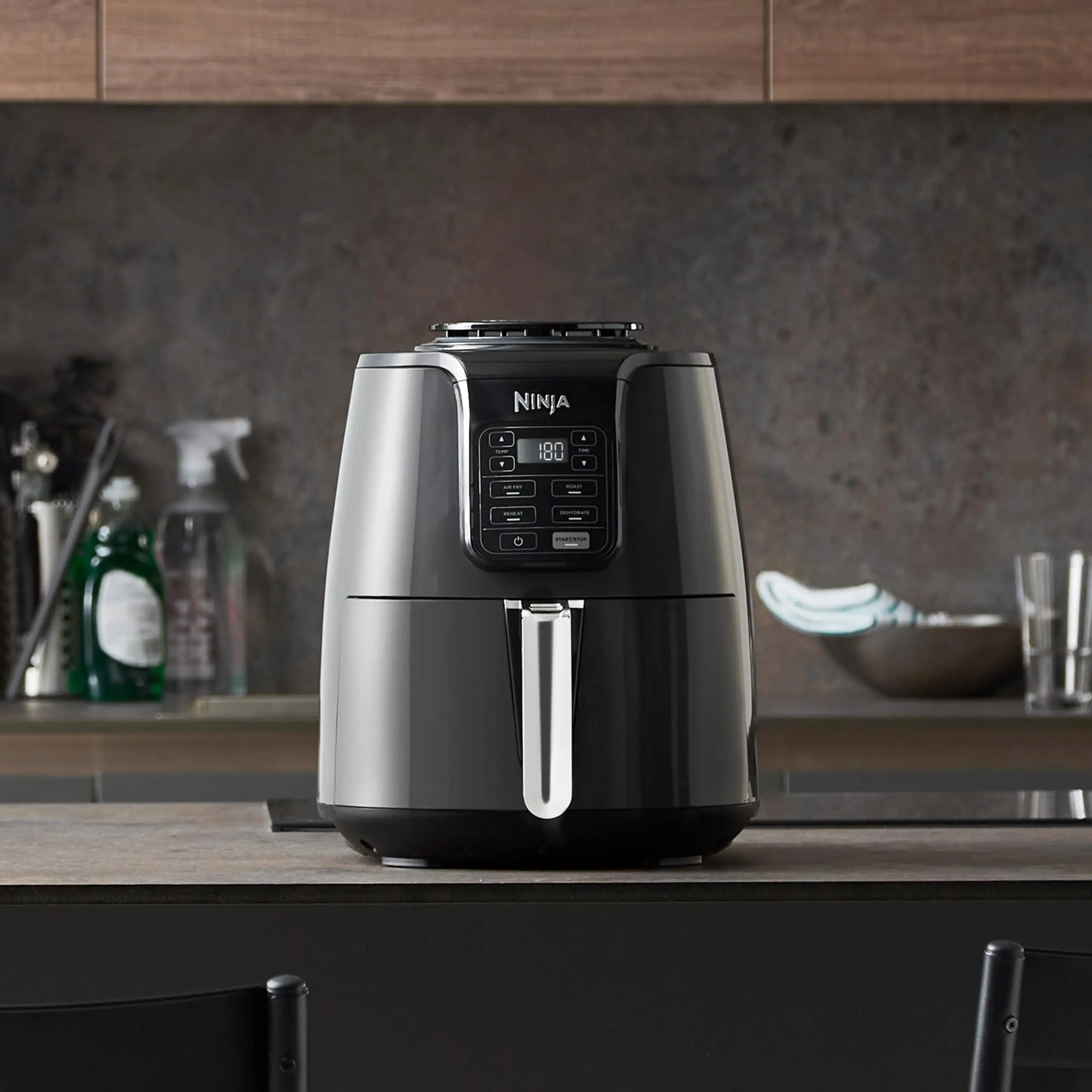 Ninja Air Fryer, 3.8L, 4-in-1, Uses No Oil, Air Fry, Roast, Reheat, Dehydrate, Non-Stick, Dishwasher Safe Basket, Cooks 2-4 Portions, Digital, Grey & Black, AF100UK reviewed and rated by Make Life Easier Technologies