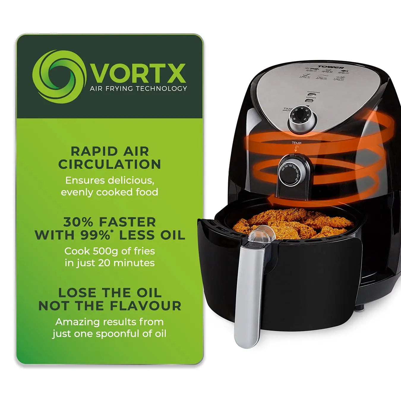 Tower T17021 Family Size Air Fryer with Rapid Air Circulation, 60-Minute Timer, 4.3L, 1500W, Black reviewed and rated by Make Life Easier Technologies