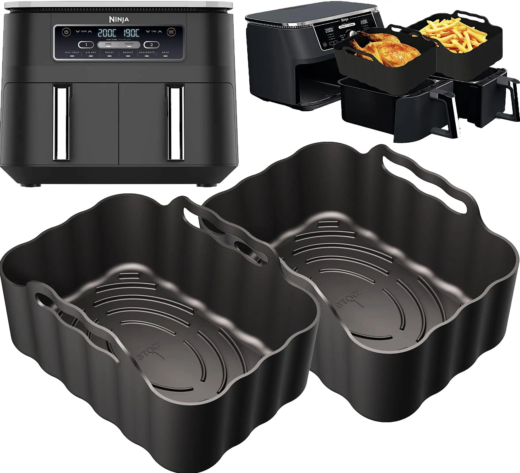 Ninja AF300UK Premium Silicone Liners | 2.5mm Thickness & Convex Base | Reusable Silicone Liners for Ninja Foodi Dual Zone AF300UK 7.6L | AF300UK Silicone Liners | Ninja Air Fryer Accessories 2PCS reviewed and rated by Make Life Easier Technologies