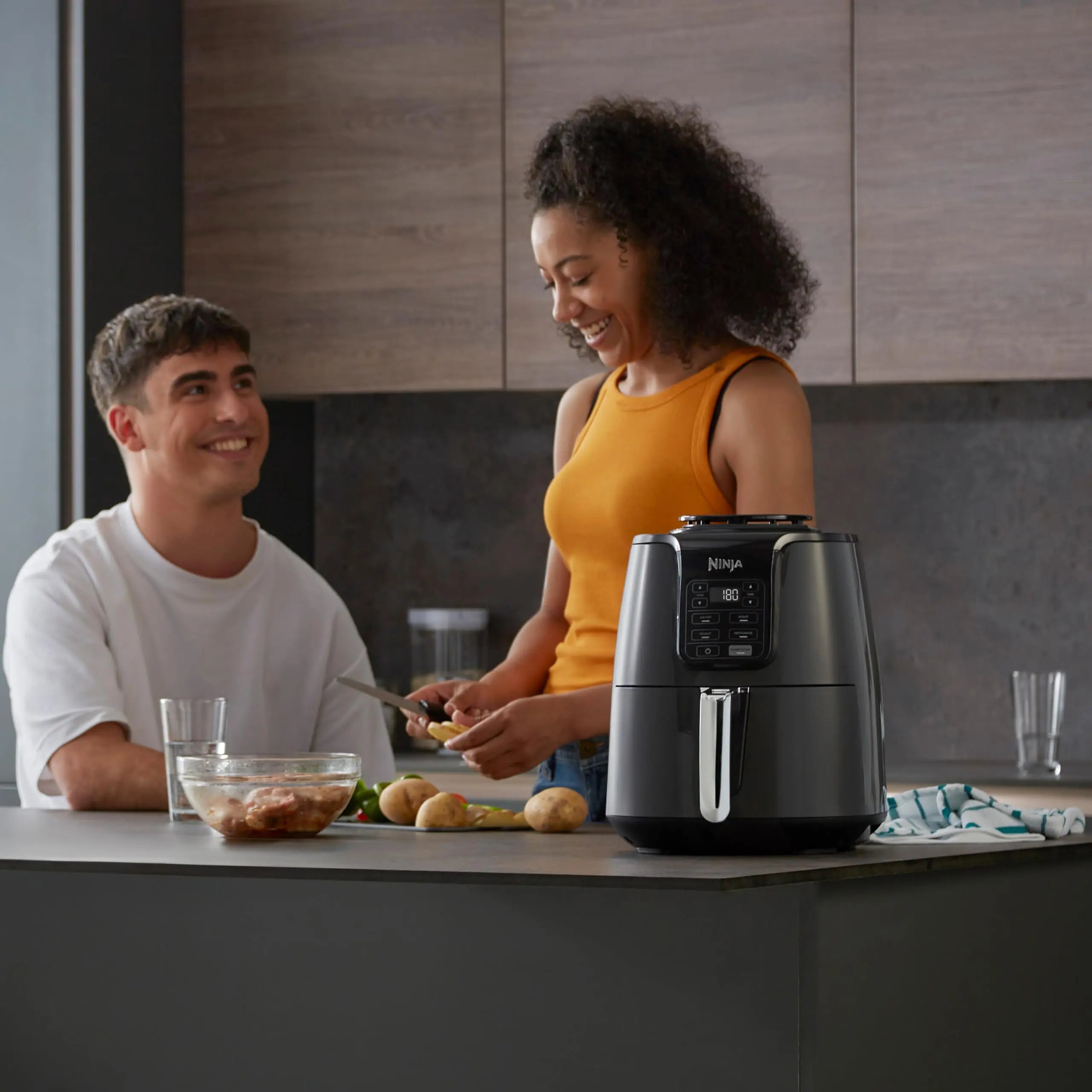 Ninja Air Fryer, 3.8L, 4-in-1, Uses No Oil, Air Fry, Roast, Reheat, Dehydrate, Non-Stick, Dishwasher Safe Basket, Cooks 2-4 Portions, Digital, Grey & Black, AF100UK reviewed and rated by Make Life Easier Technologies