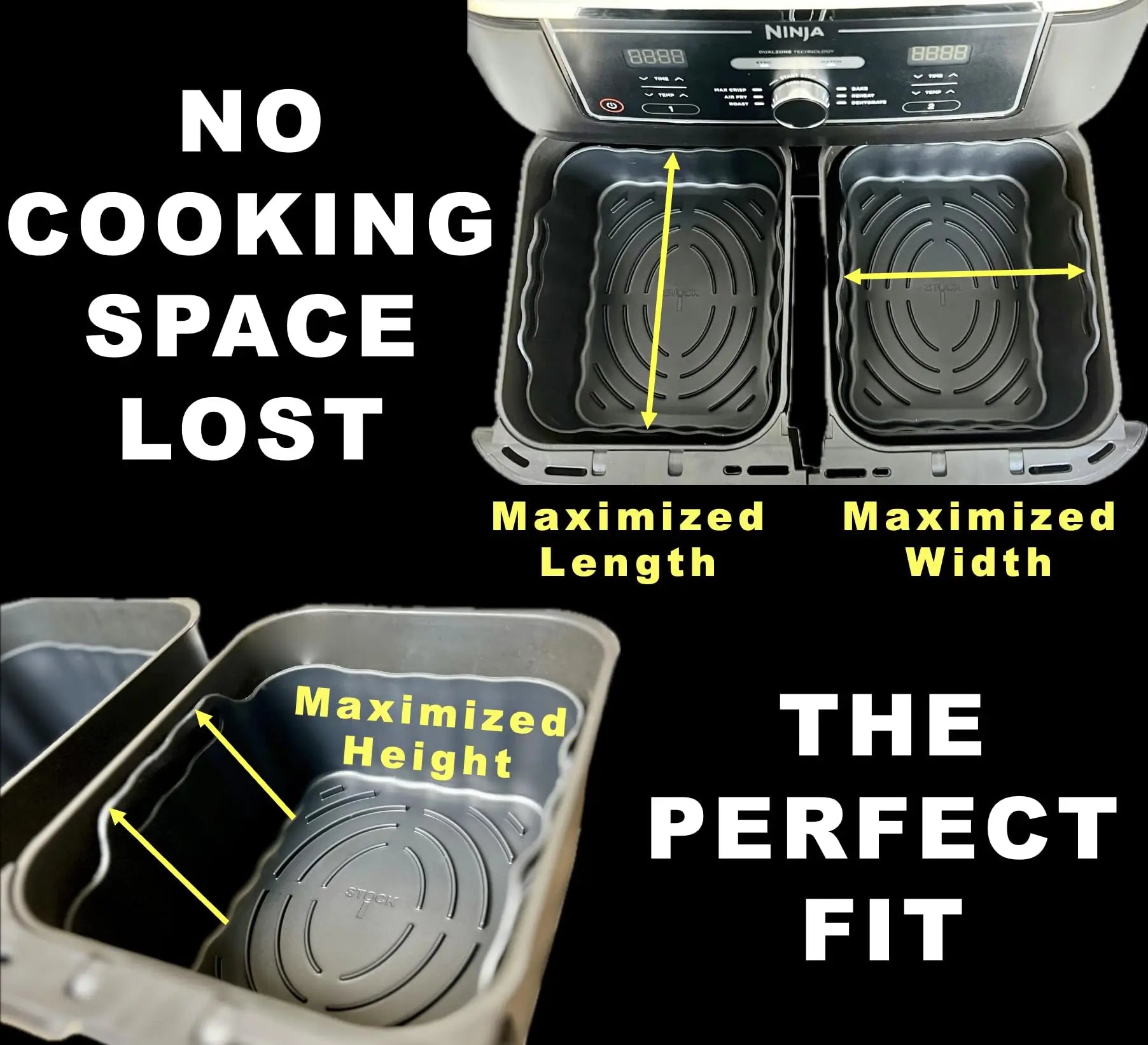 Ninja AF300UK Premium Silicone Liners | 2.5mm Thickness & Convex Base | Reusable Silicone Liners for Ninja Foodi Dual Zone AF300UK 7.6L | AF300UK Silicone Liners | Ninja Air Fryer Accessories 2PCS reviewed and rated by Make Life Easier Technologies