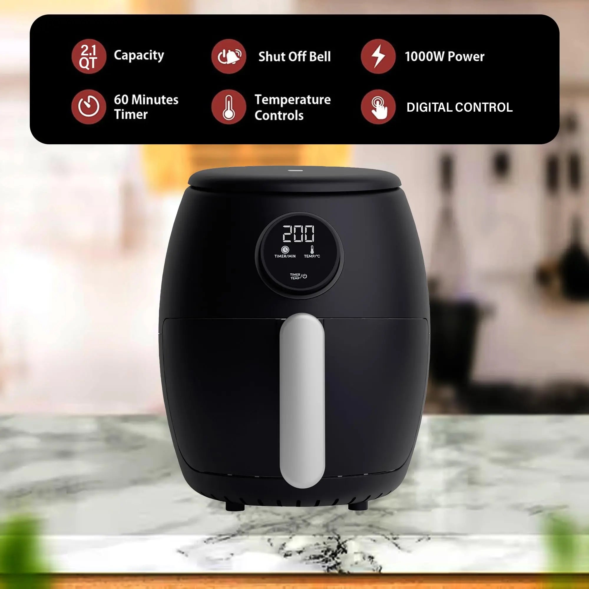 Belaco Air Fryer, 2L Digital Display, Rapid Air Circulation, Air Fryers, 60 Min Timer, Adjustable Temperature, Dishwasher Safe Basket BEL-AF-02 reviewed and rated by Make Life Easier Technologies