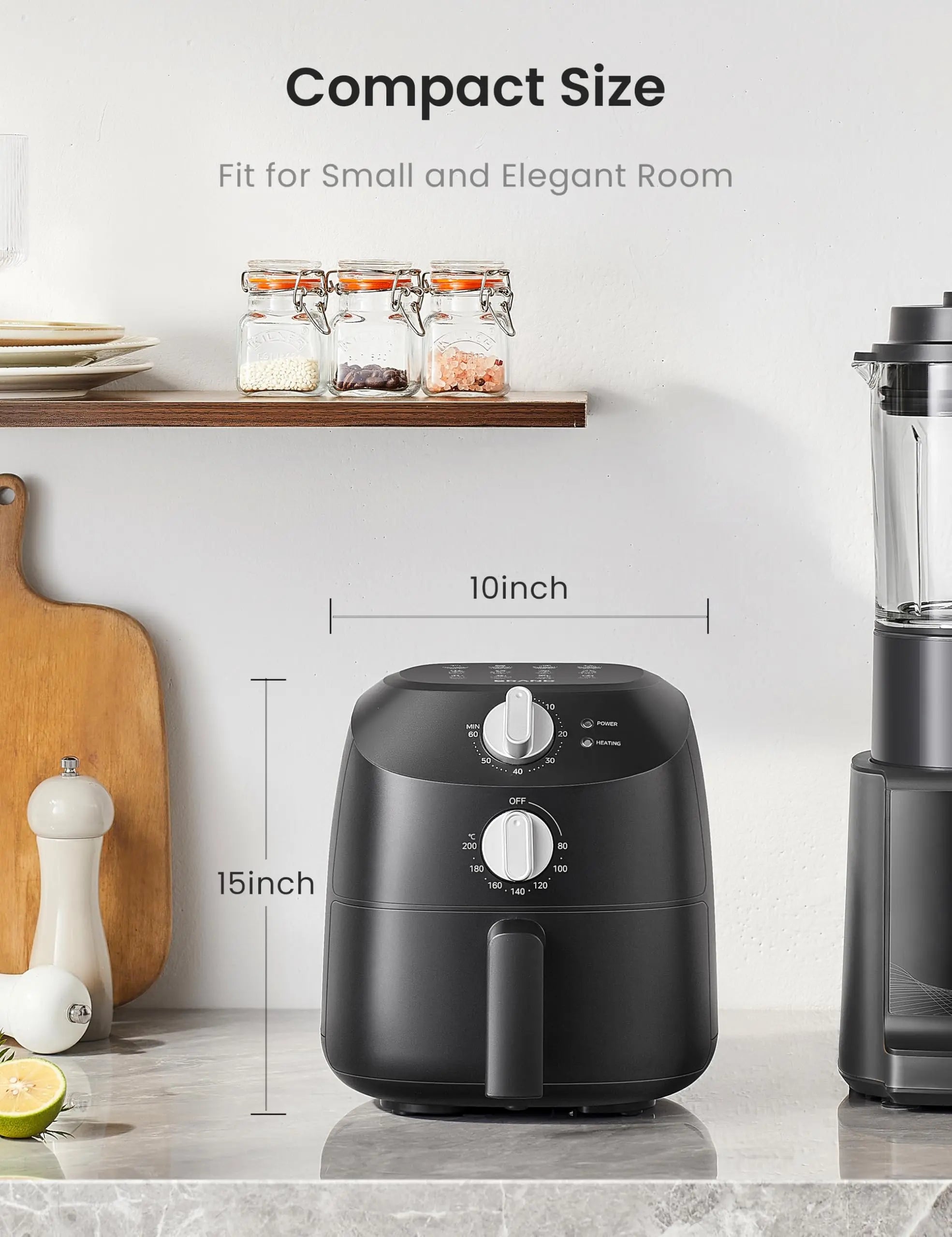 Midea Small Air Fryer, 1150 Watt, 2 L, Temperature Control, Timer, Indicator Light, BPA-Free, Black reviewed and rated by Make Life Easier Technologies