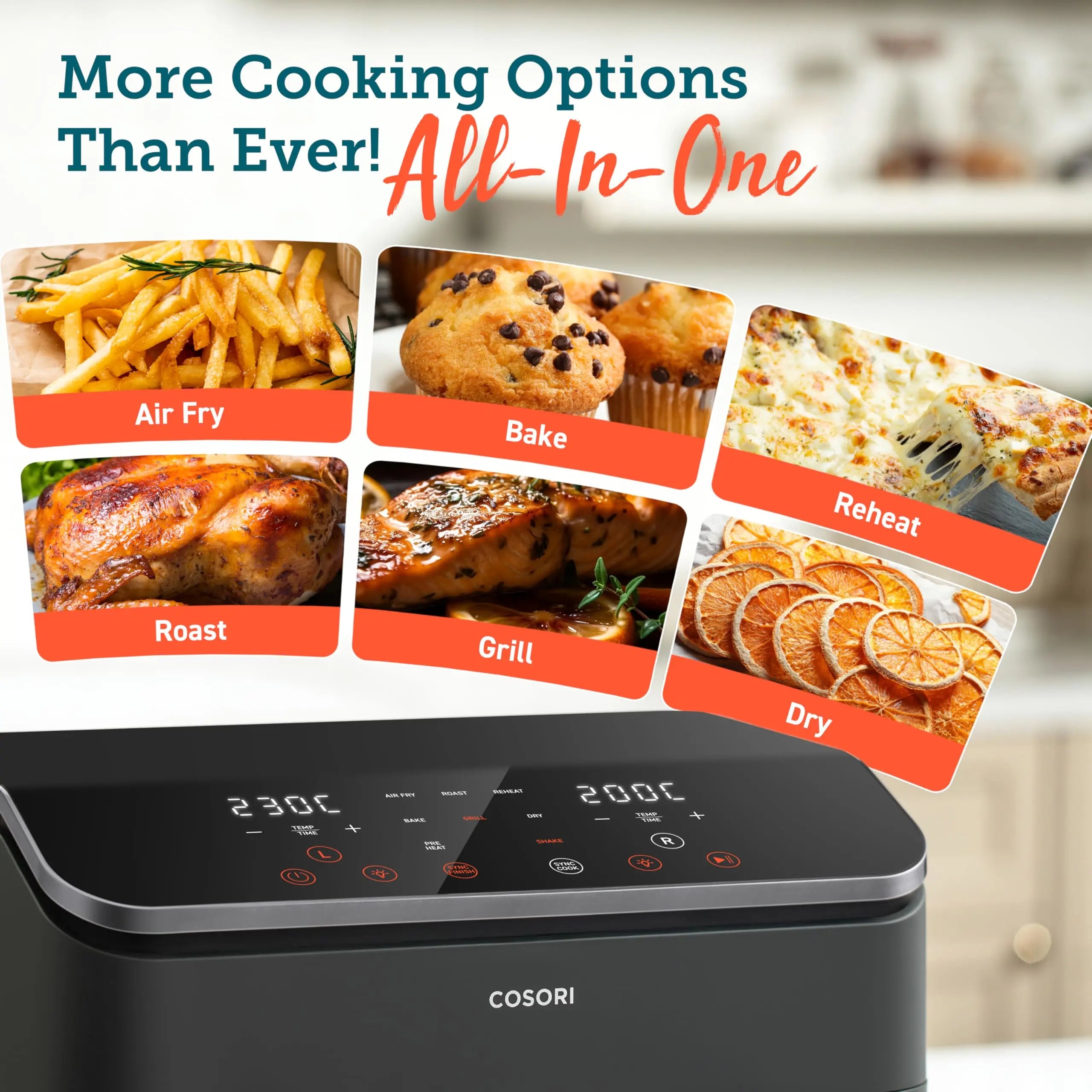 COSORI Dual Air Fryer, 8.5L Family Capacity, 8-In-1, Sync Cook & Finish, 2 Non-Stick Drawers with Visible Window, 2 Accessories, Energy Saving, 50+ Online Recipes, Dishwasher Safe, 35โ to 230โย reviewed and rated byย Make Life Easier Technologies