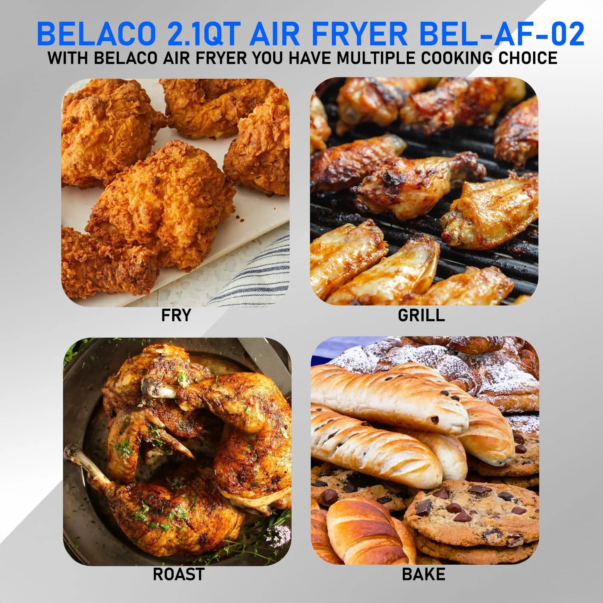 Belaco Air Fryer, 2L Digital Display, Rapid Air Circulation, Air Fryers, 60 Min Timer, Adjustable Temperature, Dishwasher Safe Basket BEL-AF-02 reviewed and rated by Make Life Easier Technologies