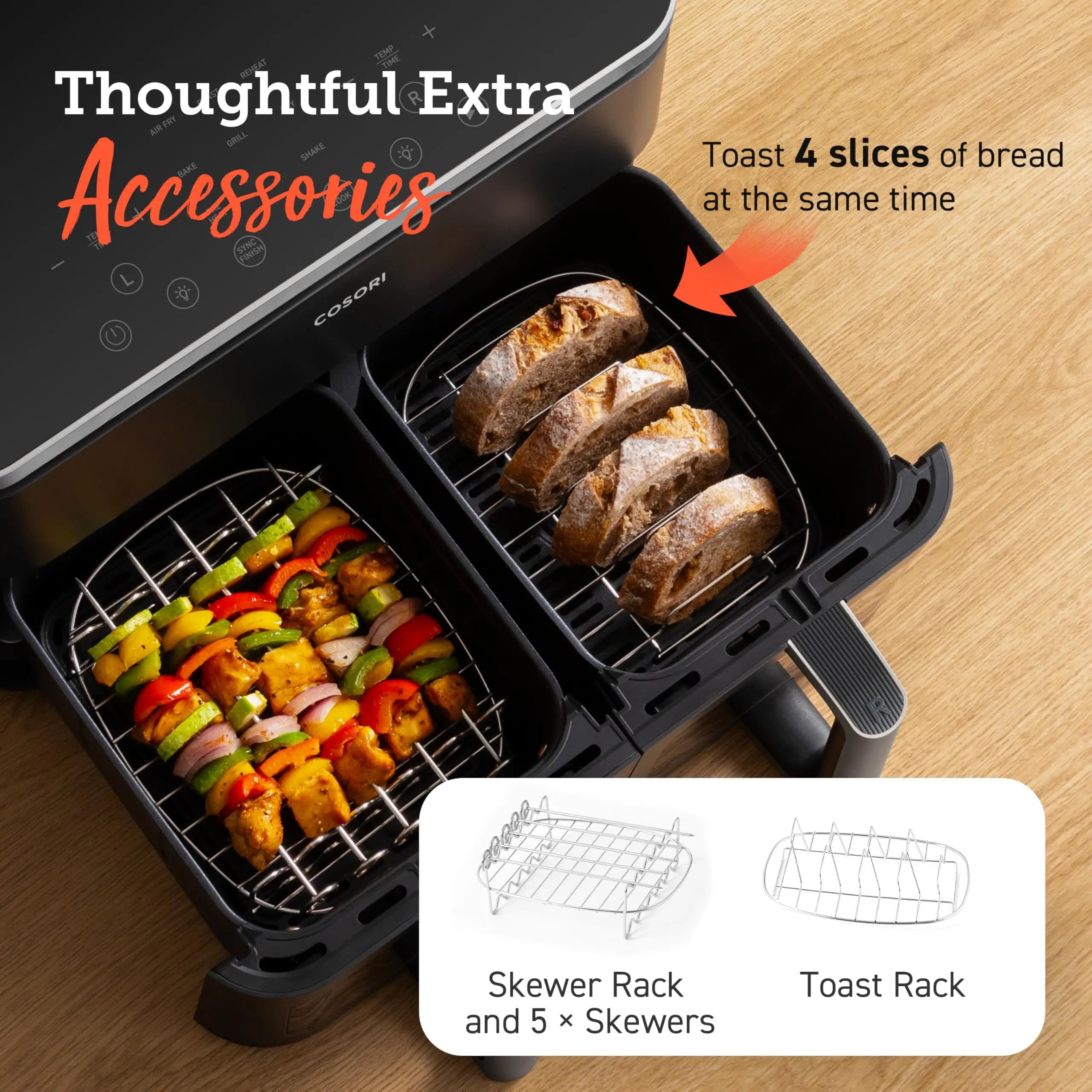 COSORI Dual Air Fryer, 8.5L Family Capacity, 8-In-1, Sync Cook & Finish, 2 Non-Stick Drawers with Visible Window, 2 Accessories, Energy Saving, 50+ Online Recipes, Dishwasher Safe, 35โ to 230โย reviewed and rated byย Make Life Easier Technologies