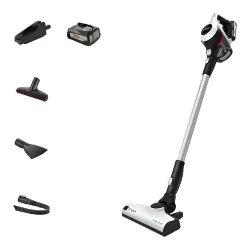 Bosch Unlimited 6 BCS612GB Ultra Lightweight 18V Powerful MultiUse Cordless Vacuum Cleaner, 2 Batteries 60 minutes runtime, range of handy accessories including Docking Station – White reviewed and rated by Make Life Easier Technologies