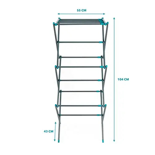 Beldray LA077615EU7 Foldable 3 Tier Airer - Laundry Drying Rack, Indoor Clothes Horse, Expandable, Compact For Convenient Storage, Air Dry Washing, 7 Metres of Dryer Space, Steel, Turquoise/Grey reviewed and rated by Make Life Easier Technologies