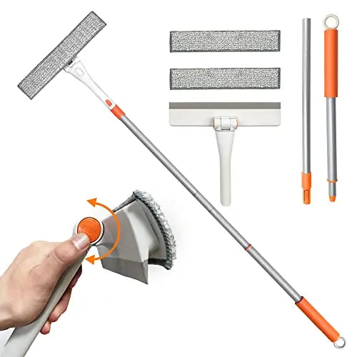 JEHONN Telescopic Window Squeegee Cleaning Equipment Kit 120CM 2 in 1 Extendable Window Cleaner Tool, Scraper and Scrubber Combo with 180 Degrees Rotation Head for Home Windows Glass Cars reviewed and rated by Make Life Easier Technologies