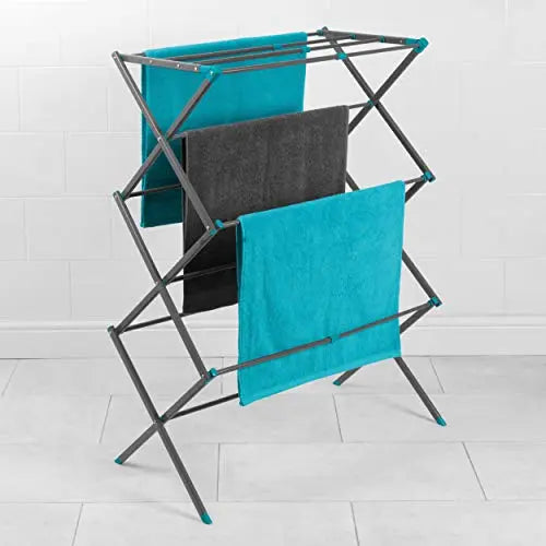 Beldray LA077615EU7 Foldable 3 Tier Airer - Laundry Drying Rack, Indoor Clothes Horse, Expandable, Compact For Convenient Storage, Air Dry Washing, 7 Metres of Dryer Space, Steel, Turquoise/Grey reviewed and rated by Make Life Easier Technologies