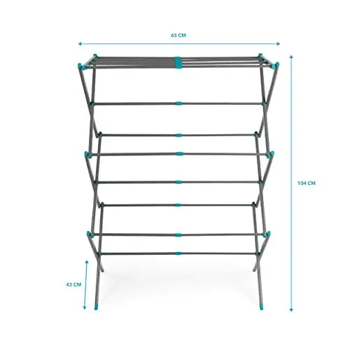 Beldray LA077615EU7 Foldable 3 Tier Airer - Laundry Drying Rack, Indoor Clothes Horse, Expandable, Compact For Convenient Storage, Air Dry Washing, 7 Metres of Dryer Space, Steel, Turquoise/Grey reviewed and rated by Make Life Easier Technologies