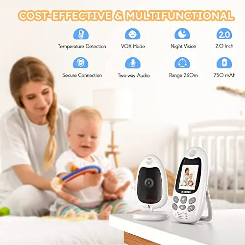 BOIFUN Video Baby Monitor with Camera, No WiFi, ECO VOX Mode, Night Vision, Battery, Two-way Audio, 8 Lullabies, Feeding Reminder, Smart Temperature, 2-inch Screen Baby/Elder/Pet, Wireless, Portable reviewed and rated by Make Life Easier Technologies
