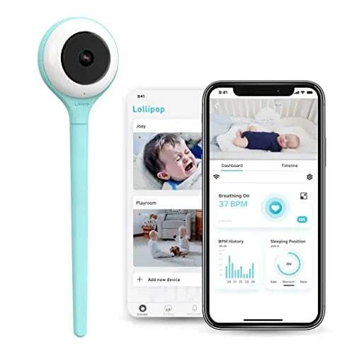 Lollipop Baby Monitor (Turquoise) - with Contactless Breathing Monitoring (No Extra Sensor Required, Subscription Service), Sleep Tracking and True Crying Detection, Smart AI WiFi Baby Camera reviewed and rated by Make Life Easier Technologies
