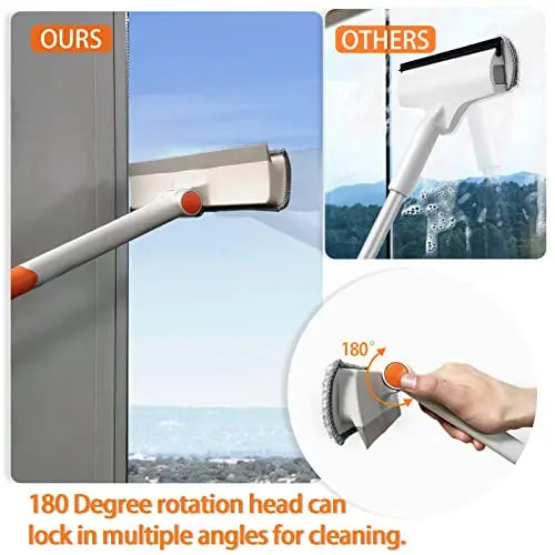 JEHONN Telescopic Window Squeegee Cleaning Equipment Kit 120CM 2 in 1 Extendable Window Cleaner Tool, Scraper and Scrubber Combo with 180 Degrees Rotation Head for Home Windows Glass Cars reviewed and rated by Make Life Easier Technologies