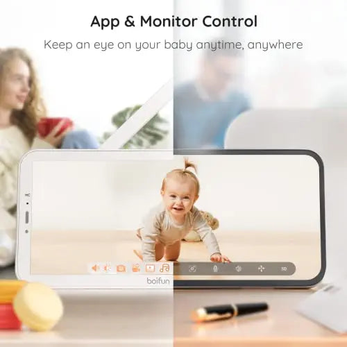 BOIFUN Wifi Video Baby Monitor Camera, App&5'' Screen Control, 1080P, Motion&Sound Detect, PTZ, Auto Tracking, Smart Baby Monitor with Night Vision, Two-way Audio, Feeding Reminder, Android/iOS Phone reviewed and rated by Make Life Easier Technologies