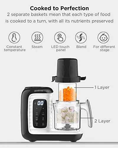 KOSTTE Baby Food Maker, Multi-Purpose Baby Food Processor, Soft Steamer Cooking, Large Capacity for Baby, Blender & Cooker for Batch Cooking, Smart Control Multifunctional Steamer- Black reviewed and rated by Make Life Easier Technologies
