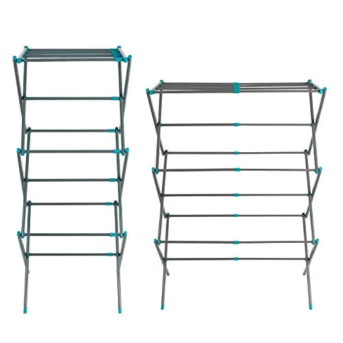 Beldray LA077615EU7 Foldable 3 Tier Airer - Laundry Drying Rack, Indoor Clothes Horse, Expandable, Compact For Convenient Storage, Air Dry Washing, 7 Metres of Dryer Space, Steel, Turquoise/Grey reviewed and rated by Make Life Easier Technologies