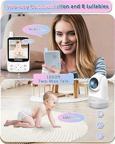 HelloBaby Baby Monitor,29-Hour Battery Life and 4" IPS Screen,No Wifi Baby Monitor with Camera and Audio,Remote Pan Tilt Camera 2x Zoom,Infrared Night Vision Camera, ECO Mode,Time Display,Temperature reviewed and rated by Make Life Easier Technologies