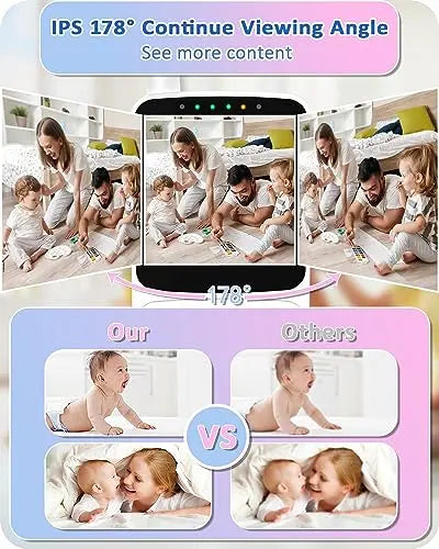 HelloBaby Baby Monitor,29-Hour Battery Life and 4" IPS Screen,No Wifi Baby Monitor with Camera and Audio,Remote Pan Tilt Camera 2x Zoom,Infrared Night Vision Camera, ECO Mode,Time Display,Temperature reviewed and rated by Make Life Easier Technologies
