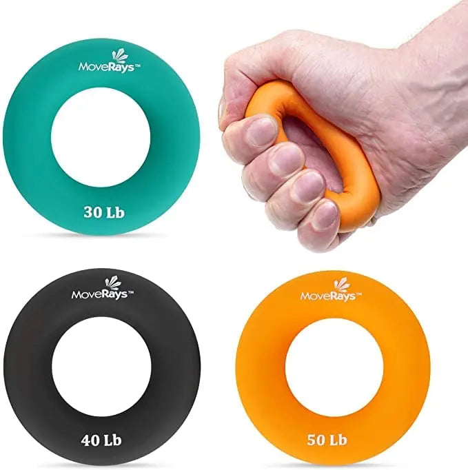 MoveRays Hand Grip Strengthener, Forearm, Fingers Exerciser - Silicone Rings for Muscle Training, Sports, Rock Climbing, Fitness reviewed and rated by Make Life Easier Technologies