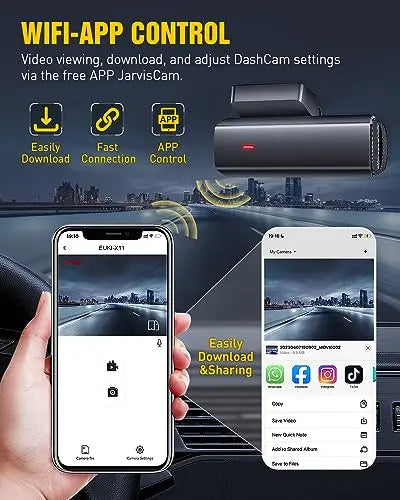 EUKI 4K Dash Cam Front and Rear wireless with WiFi, Dual Dashcam, Car Camera with Parking Monitor, Night Vision, WDR, G-Sensor, Loop Recording, App Control,24 hour Parking Mode, 64GB SD Card Included reviewed and rated by Make Life Easier Technologies