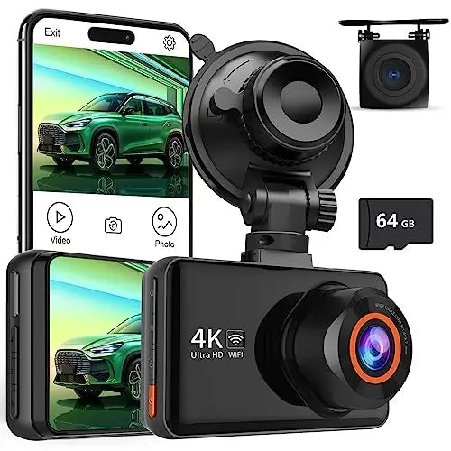 Dash Cam Front and Rear, 4K Dash Camera for Cars Built-in WiFi and Free 64GB TF Card 3" LCD Dual Dashboard Camera Driving Recorder with 170°Wide Angle, WDR, Night Vision, 24h Parking Monitor reviewed and rated by Make Life Easier Technologies
