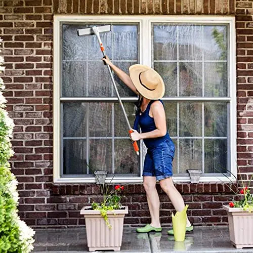 JEHONN Telescopic Window Squeegee Cleaning Equipment Kit 120CM 2 in 1 Extendable Window Cleaner Tool, Scraper and Scrubber Combo with 180 Degrees Rotation Head for Home Windows Glass Cars reviewed and rated by Make Life Easier Technologies