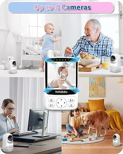 HelloBaby Baby Monitor,29-Hour Battery Life and 4" IPS Screen,No Wifi Baby Monitor with Camera and Audio,Remote Pan Tilt Camera 2x Zoom,Infrared Night Vision Camera, ECO Mode,Time Display,Temperature reviewed and rated by Make Life Easier Technologies