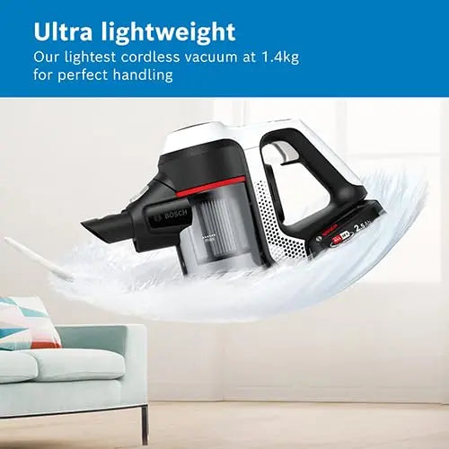 Bosch Unlimited 6 BCS612GB Ultra Lightweight 18V Powerful MultiUse Cordless Vacuum Cleaner, 2 Batteries 60 minutes runtime, range of handy accessories including Docking Station – White reviewed and rated by  Make Life Easier Technologies