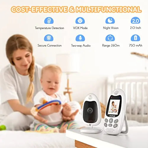 BOIFUN Video Baby Monitor with Camera, No WiFi, ECO VOX Mode, Night Vision, Battery, Two-way Audio, 8 Lullabies, Feeding Reminder, Smart Temperature, 2-inch Screen Baby/Elder/Pet, Wireless, Portable reviewed and rated by  Make Life Easier Technologies