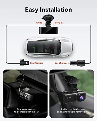 REDTIGER Dash Cam Front Rear, 4K/2.5K Full HD Dash Camera for Cars, Free 32GB SD Card, Built-in Wi-Fi GPS, 3.18” IPS Screen, Night Vision, 170°Wide Angle, WDR, 24H Parking Mode reviewed and rated by  Make Life Easier Technologies
