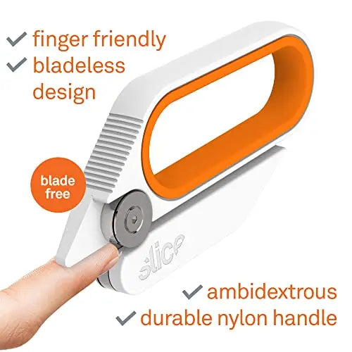 Slice 10598 Rotary ,Bladeless Scissors - Ambidextrous Cutter for Wrapping Paper and Cellophane – Ideal for Florists, Retail or Home,Orange reviewed and rated by  Make Life Easier Technologies