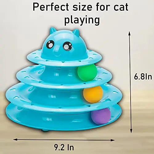Vealind Pet Interactive Fun Roller Exerciser 3 Level Cat Teaser Ball Toy with 3 Colorful Balls(Blue) reviewed and rated by  Make Life Easier Technologies